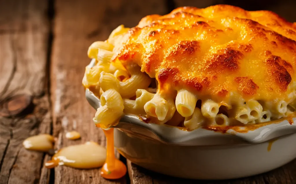 Guests adding toppings to their mac and cheese from a variety of bowls at a party.