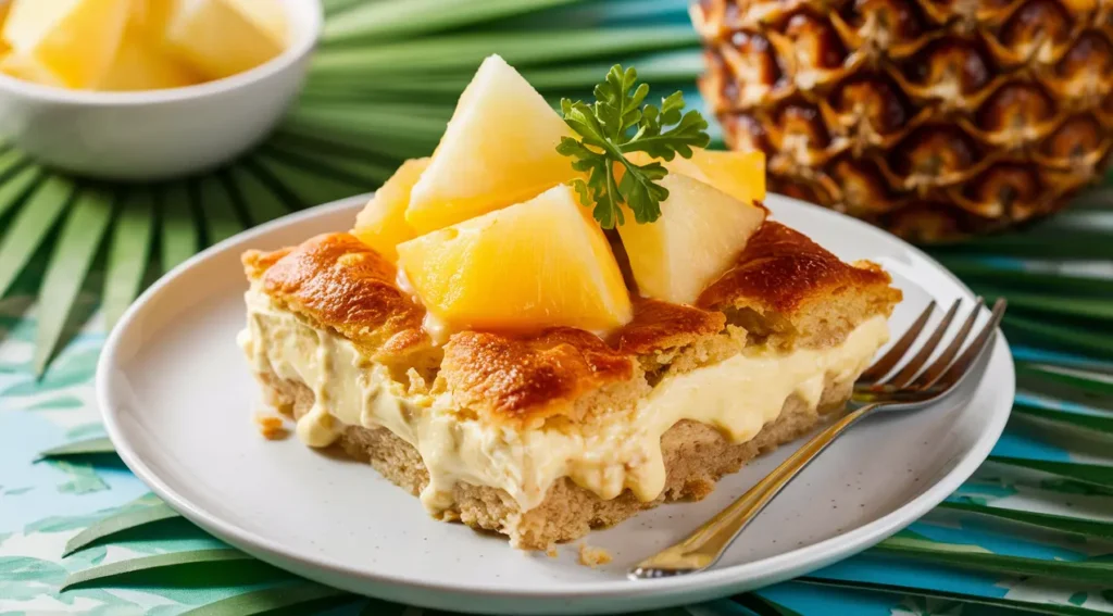 A beautifully presented quick pineapple dessert with a tropical flair.